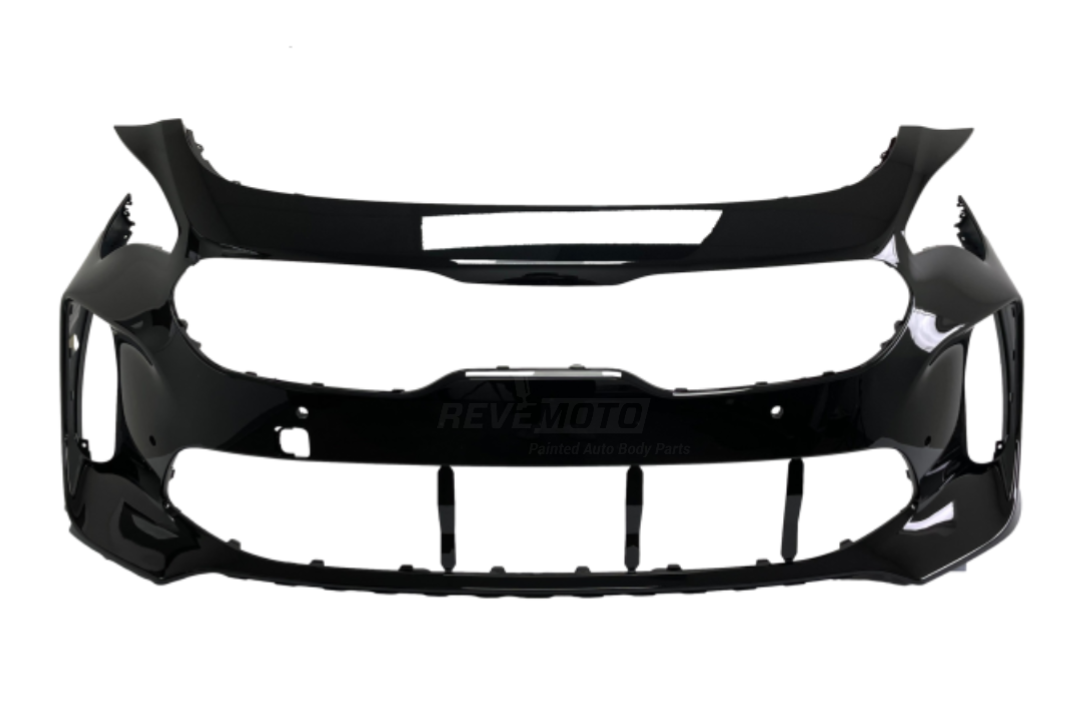 28156A - 2018-2021 Kia Stinger Front Bumper Painted (GT Models) Aurora Black Pearl (ABP)  86510J5650