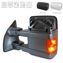 2008-2009 Ford F250-F350 Driver Side Door Mirror (Heated; w-Memory; w- Turn Signal; w- Side Marker Light; w-Manual Non-Heated Spotter Glass; Tow Type; Pwr; PwrTelescoping; PwrFold)FO1320428